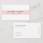 Elegant modern Eenvoudig Cursief Script roze wit Visitekaartje (Voorkant / Achterkant)