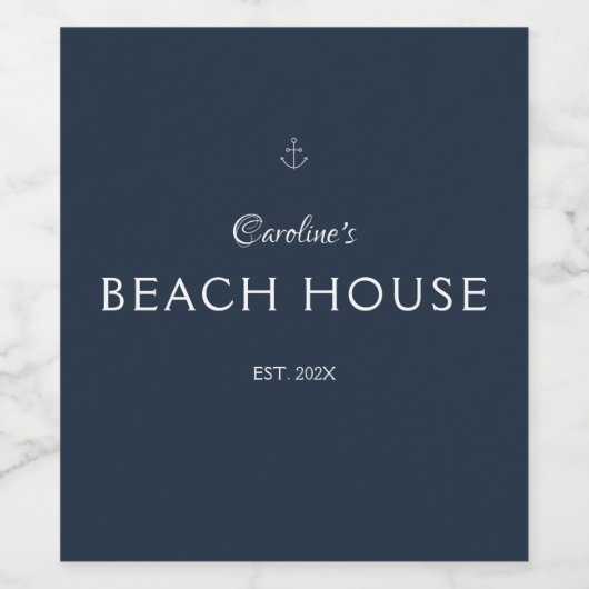 Elegant Modern Eenvoudig Custom Name Anchor Wijn Etiket (Enkel label)