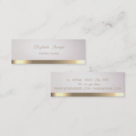 Elegant modern, eenvoudig Faux Gold Stripe Mini Visitekaartje (Voorkant / Achterkant)
