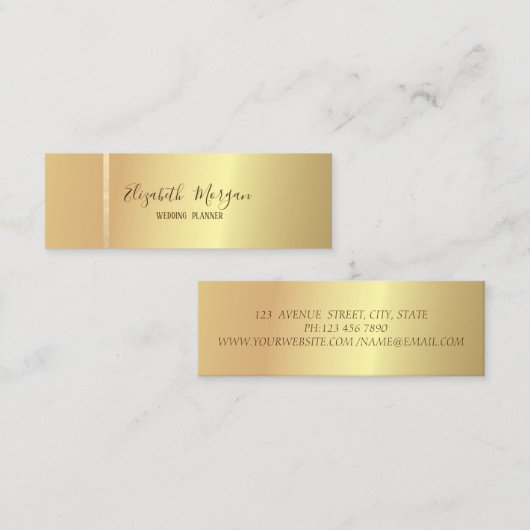 Elegant modern, eenvoudig, Gold Stripe, minimalist Mini Visitekaartje (Voorkant / Achterkant)