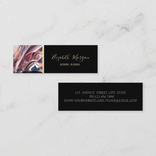 Elegant modern, eenvoudig, Gold Stripe, zwart, Abs Mini Visitekaartje (Voorkant / Achterkant)