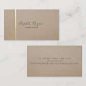 Elegant modern, eenvoudig, gouden streep visitekaartje (Voorkant / Achterkant)