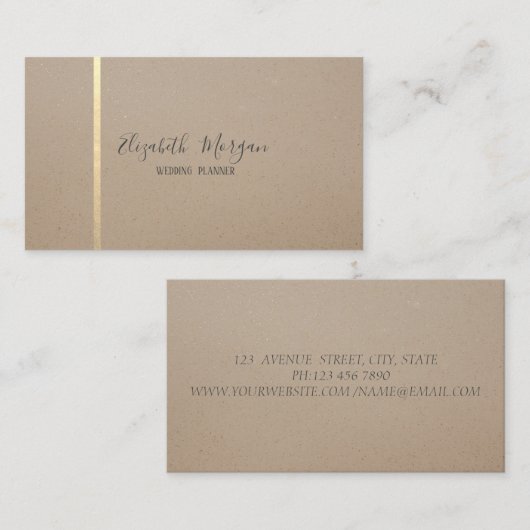 Elegant modern, eenvoudig, gouden streep visitekaartje (Voorkant / Achterkant)