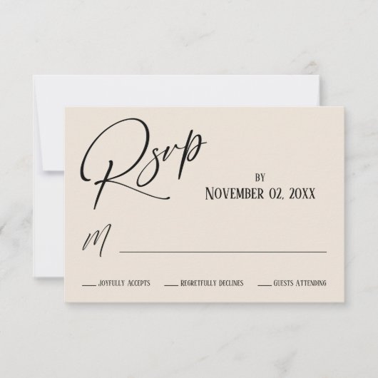 Elegant, modern, eenvoudig handschrift RSVP kaartje (Voorkant)