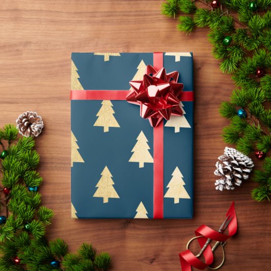 Elegant modern, eenvoudig kerstboompatroon cadeaupapier (Feestdagen Geschenken)