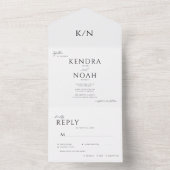 Elegant modern eenvoudig minimaal monogram bruilof all in one uitnodiging (Binnen)