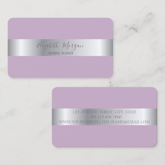 Elegant modern, eenvoudig, minimalistisch, zilver  visitekaartje (Voorkant / Achterkant)