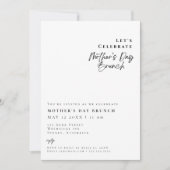 Elegant modern Eenvoudig moederdag BRUNCH Invitat Kaart (Voorkant)