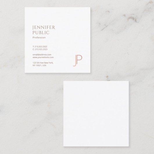 Elegant Modern Eenvoudig Ontwerp Monogram Luxe Vla Vierkante Visitekaartje (Voorkant / Achterkant)
