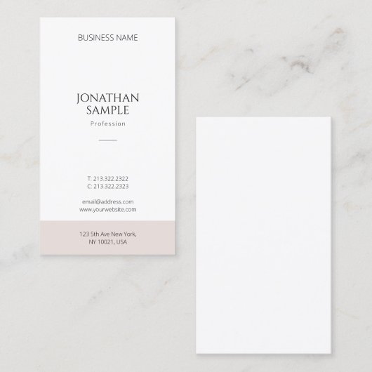 Elegant Modern Eenvoudig Ontwerp Verticale Sjabloo Visitekaartje (Voorkant / Achterkant)