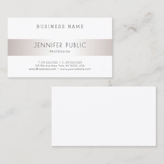 Elegant Modern Eenvoudig Ontwerp Zilver Semi Glans Visitekaartje (Voorkant / Achterkant)