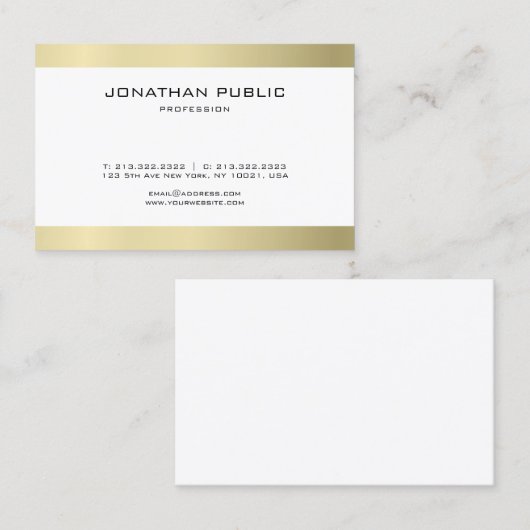 Elegant modern Eenvoudig platte gouden look Trendy Visitekaartje (Voorkant / Achterkant)