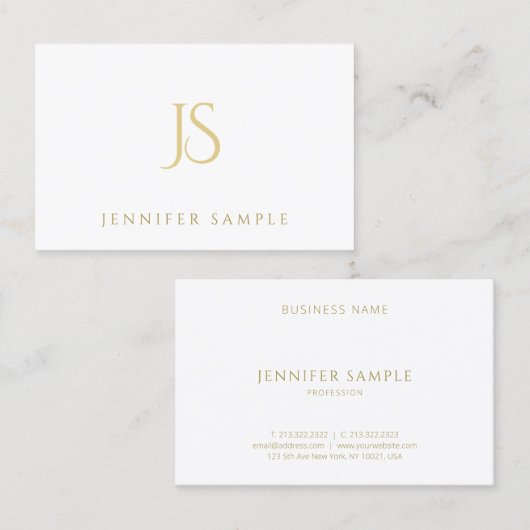 Elegant Modern Eenvoudig Professioneel Goud Monogr Visitekaartje (Voorkant / Achterkant)