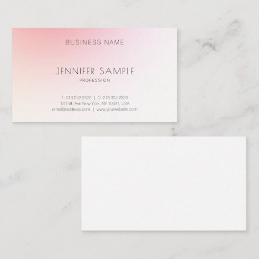 Elegant modern Eenvoudig Roze Abstracte Plain Luxu Visitekaartje (Voorkant / Achterkant)