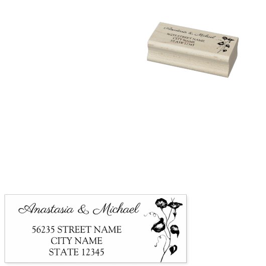 Elegant modern eenvoudig script botanische bruilof rubberstempel (Gestempeld)