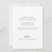 Elegant modern, eenvoudig script fotobruiloft bedankkaart (Achterkant)