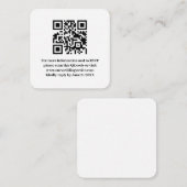 Elegant Modern Eenvoudig Wit Huwelijk QR Code RSVP Informatiekaartje (Voorkant / Achterkant)