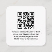 Elegant Modern Eenvoudig Wit Huwelijk QR Code RSVP Informatiekaartje (Voorkant)