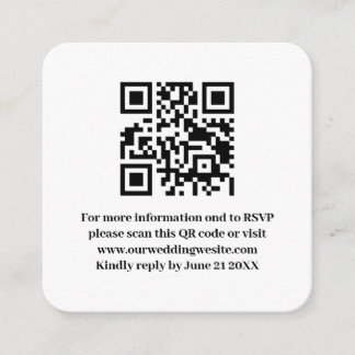 Elegant Modern Eenvoudig Wit Huwelijk QR Code RSVP Informatiekaartje