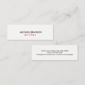 Elegant Modern Eenvoudig wit ROOD Minimalist Mini Visitekaartje (Voorkant / Achterkant)