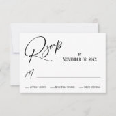 Elegant, modern, eenvoudig zwart en wit RSVP kaartje (Voorkant)