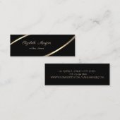 Elegant modern, eenvoudig, zwart, gouden strepen mini visitekaartje (Voorkant / Achterkant)