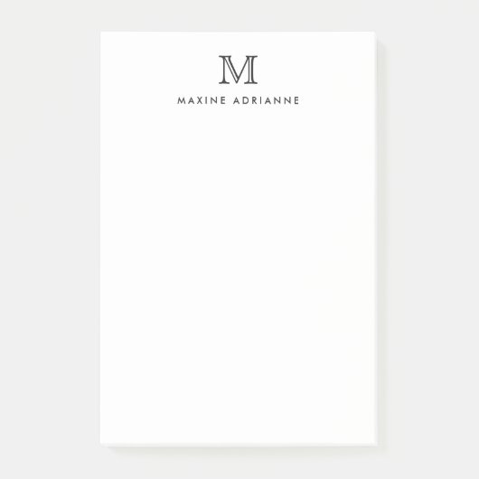 Elegant Modern Eenvoudig Zwart Monogram Initiaal Post-it® Notes (Voorkant)