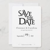 Elegant Modern Eenvoudig Zwart op Wit Save The Date (Voorkant)