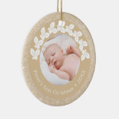 Elegant modern eerste kerstfoto baby, aangepast keramisch ornament (Rechts)