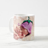 Elegant modern eerste kerstfoto baby, aangepast koffiemok (Voorkant links)