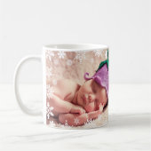 Elegant modern eerste kerstfoto baby, aangepast koffiemok (Links)