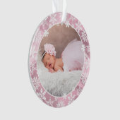 Elegant modern eerste kerstfoto baby, aangepast ornament (voorkant)