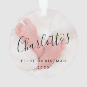Elegant modern eerste kerstfoto baby, aangepast ornament (achterkant)