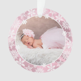 Elegant modern eerste kerstfoto baby, aangepast ornament