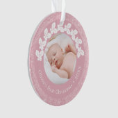Elegant modern eerste kerstfoto baby, aangepast ornament (voorkant)
