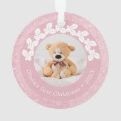 Elegant modern eerste kerstfoto baby, aangepast ornament (achterkant)