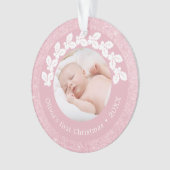 Elegant modern eerste kerstfoto baby, aangepast ornament (voorkant)