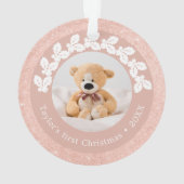 Elegant modern eerste kerstfoto baby, aangepast ornament (achterkant)