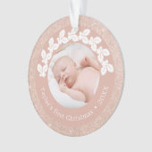 Elegant modern eerste kerstfoto baby, aangepast ornament (voorkant)