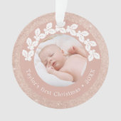 Elegant modern eerste kerstfoto baby, aangepast ornament (voorkant)