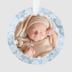Elegant modern eerste kerstfoto baby, aangepast ornament