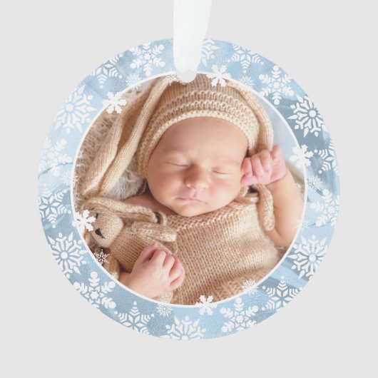 Elegant modern eerste kerstfoto baby, aangepast ornament (voorkant)