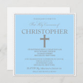 Elegant Modern Eerste Uitnodiging voor Jongens (Voorkant / Achterkant)