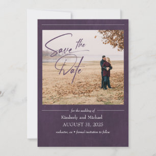 Elegant modern Eggplant Paars Save the Date Photo