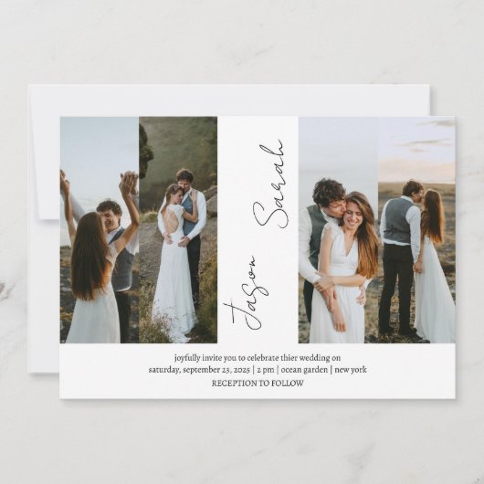 Elegant Modern Elegant 5 foto's bruiloft Kaart (Voorkant)