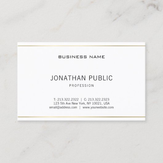 Elegant Modern Elegant Goud Slank Professioneel Lu Visitekaartje (Voorkant)