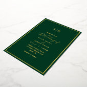 Elegant Modern Emerald Green Gold Monogram Weddens Folie Uitnodiging (Gedraaid)