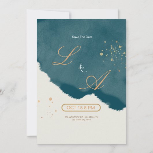 Elegant Modern Emerald Green Save The Date (Voorkant)