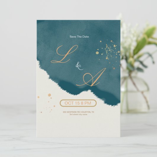 Elegant Modern Emerald Green Save The Date (Staand voorkant)