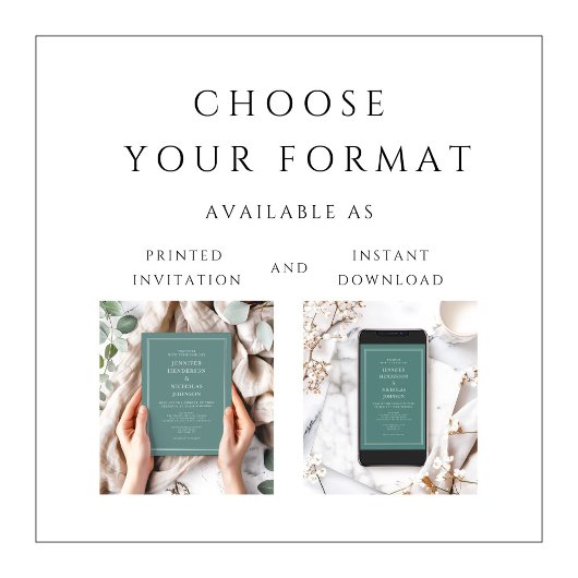 Elegant Modern Emerald Green Wedding Kaart